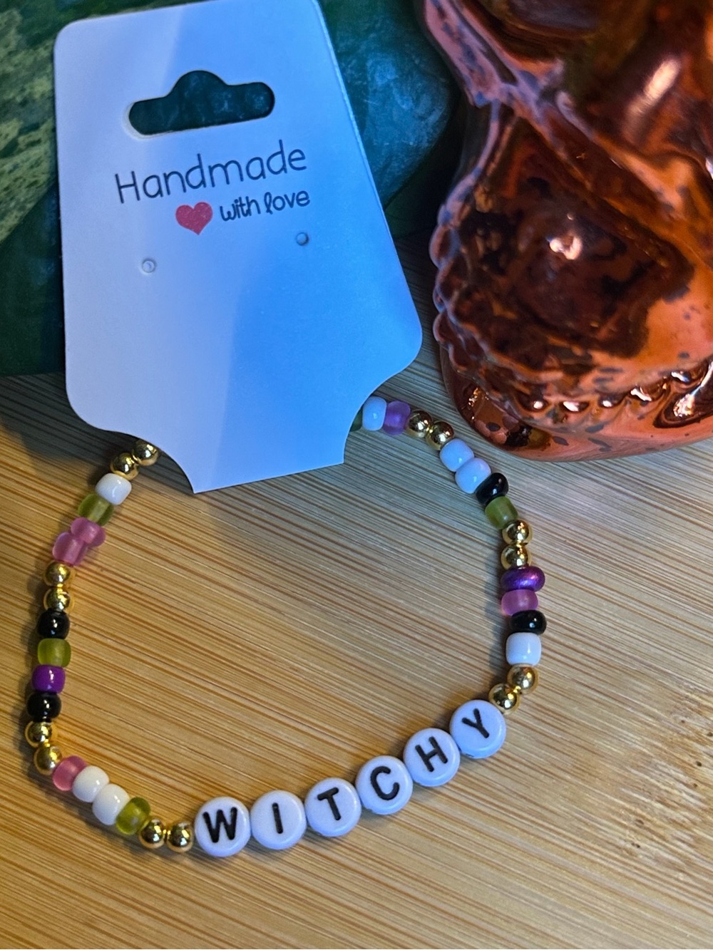 🧙‍♀️✨‎ Witchy Stretchy Beaded Bracelet | Handmade | Word Bead Bracelet ✨🧙‍♀️